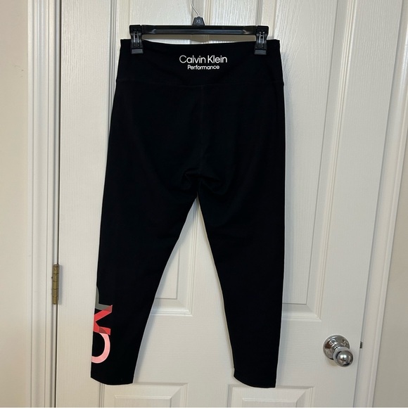Calvin Klein Performance Stretch High Waist 7/8 legging in Black/Pink Size M - Picture 3 of 7